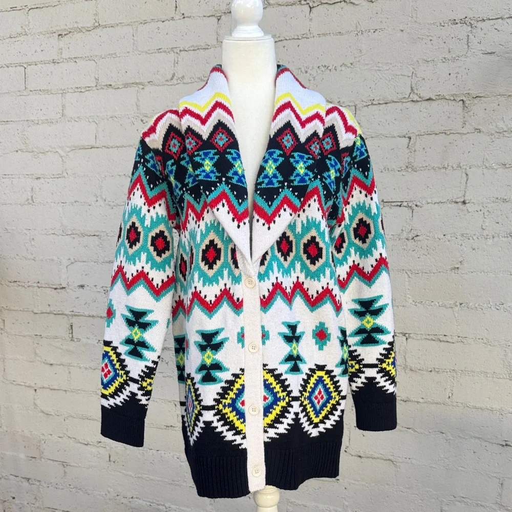 Alice + Olivia Jenn Fair Isle Cardigan Size XS